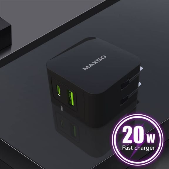 LQ-009-20AC USB 12V Wall Charger with pure PC Housing, and LED display