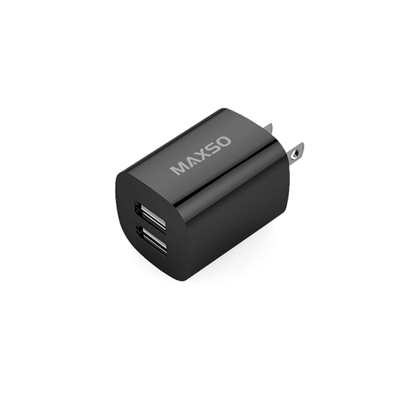 dual port usb wall charger LQ012, 2xUSB-A, 5V2A, Black